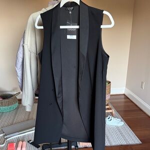 Topshop Black Open-Front Vest